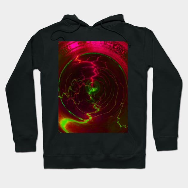 Digital collage, special processing. Energy flows, pink and green. Hoodie by 234TeeUser234